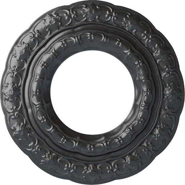 Ekena Millwork Lisbon Ceiling Medallion (Fits Canopies up to 7"), Hand-Painted Pewter, 15 3/8"OD x 7"ID x 1"P CM15LIPES - main